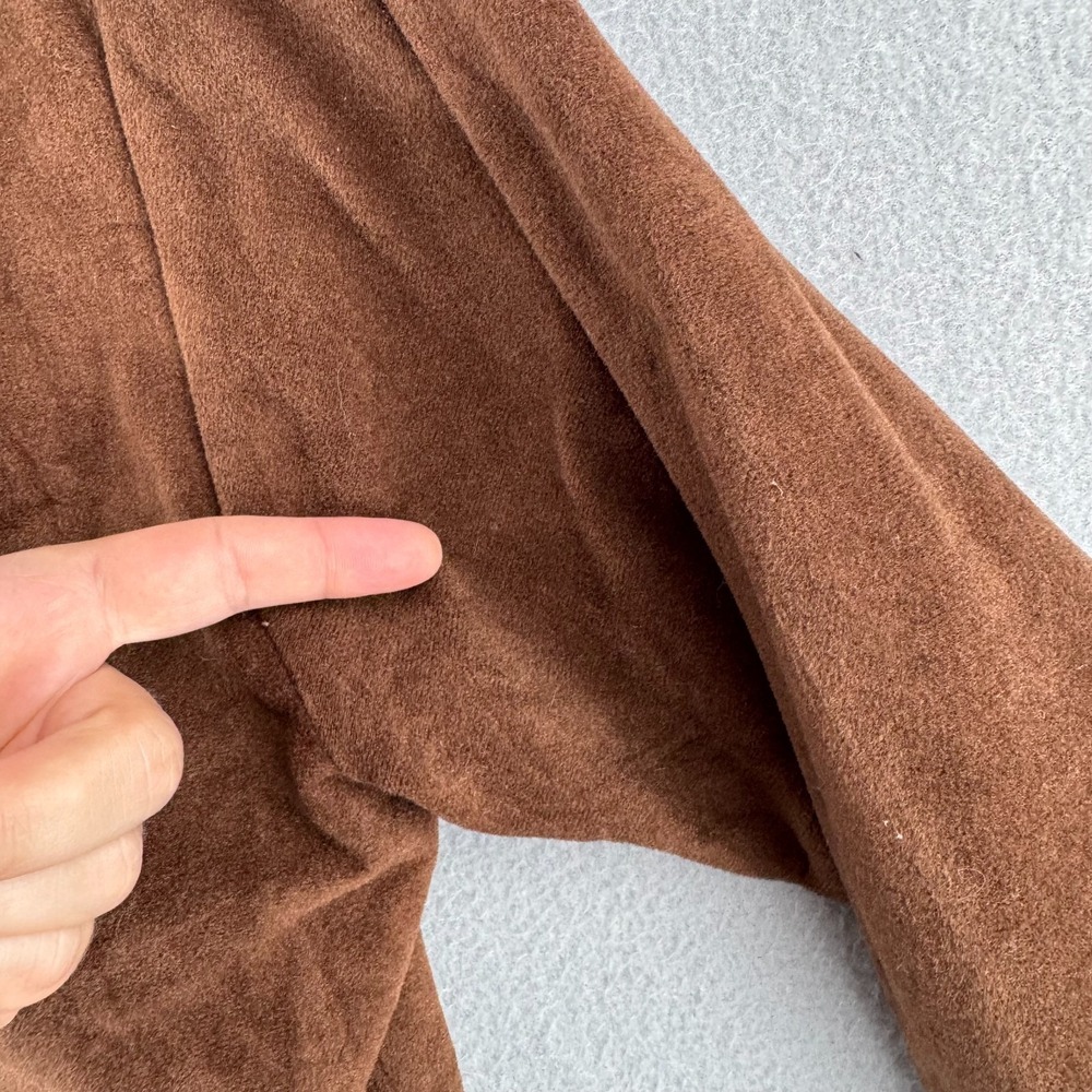 Vintage 70s Lee Shirt Mens Large Brown Velvet Western Button Up Long Sleeve - Picture 9 of 16